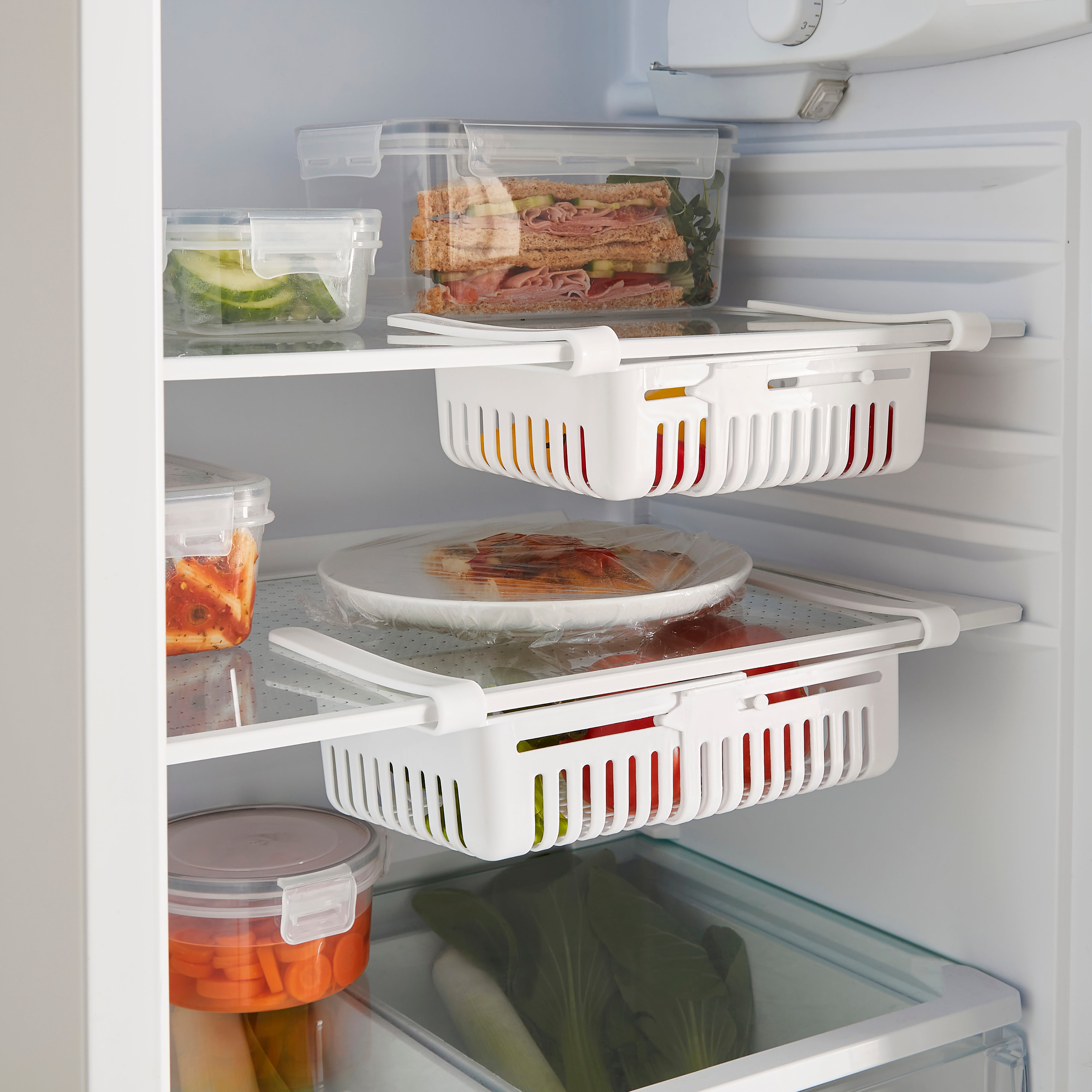 Set of 2 Expandable Fridge Storage Baskets White Price Comparisons | Compare The Build