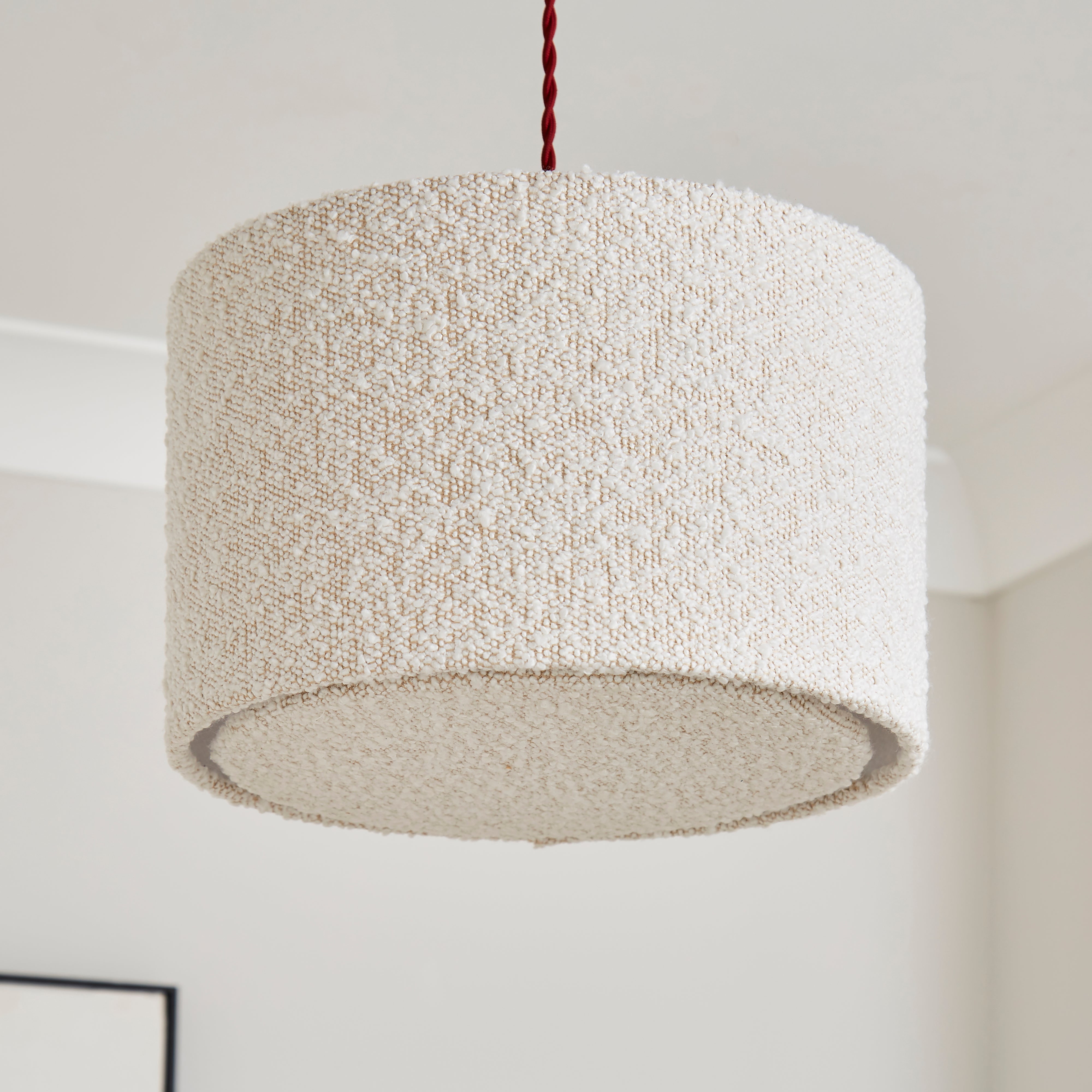 Hazelle Boucle Drum Lamp Shade Off-White Price Comparisons | Compare The Build