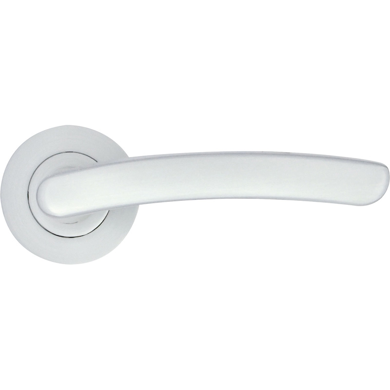 Stanza Santiago on Rose Door Handles Satin (Pair) in Chrome Aluminium Price Comparisons | Compare The Build