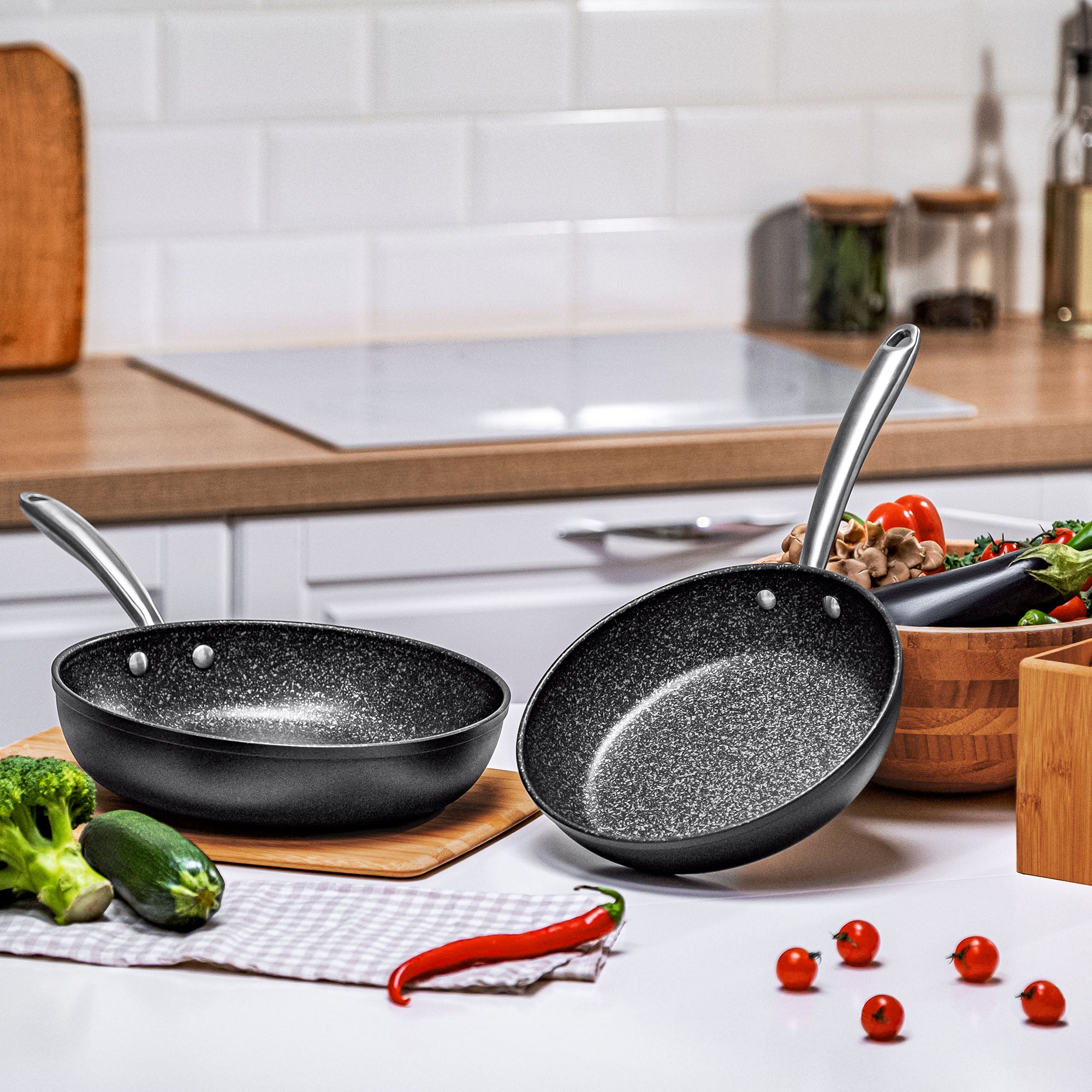 Prestige Scratch Guard Twin Pack Frying Pans Black Price Comparisons | Compare The Build