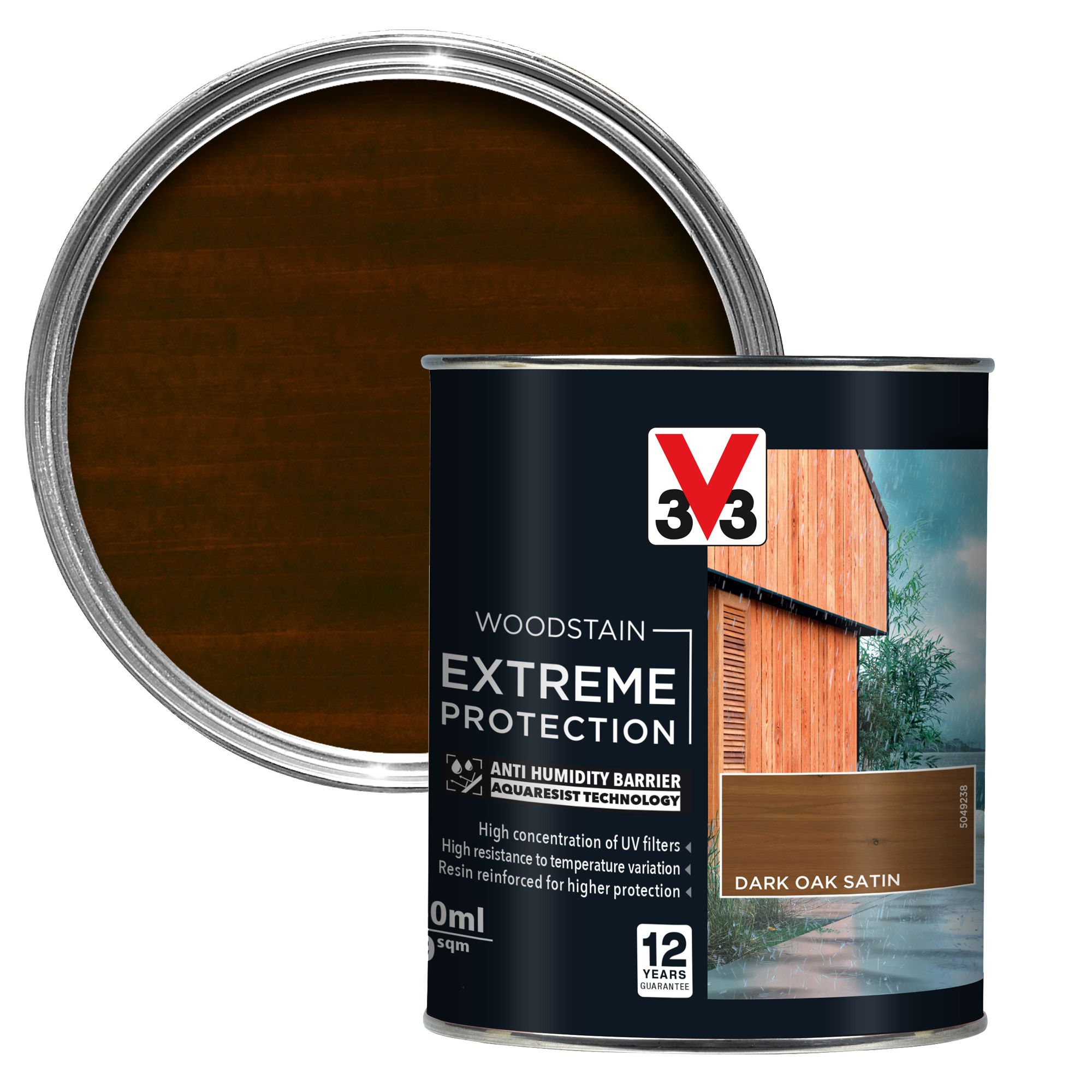 V33 Extreme Protection Dark Oak Satin Wood Stain, 750Ml | Compare The Build