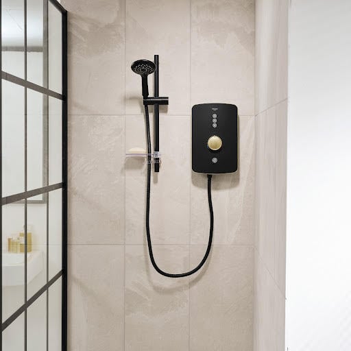 Triton Amala Electric Shower Matt Black & Brushed Brass 9.5kW Price Comparisons | Compare The Build