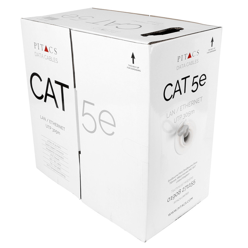 Pitacs CAT5E Data Cable 305m Boxed in Grey Price Comparisons | Compare The Build