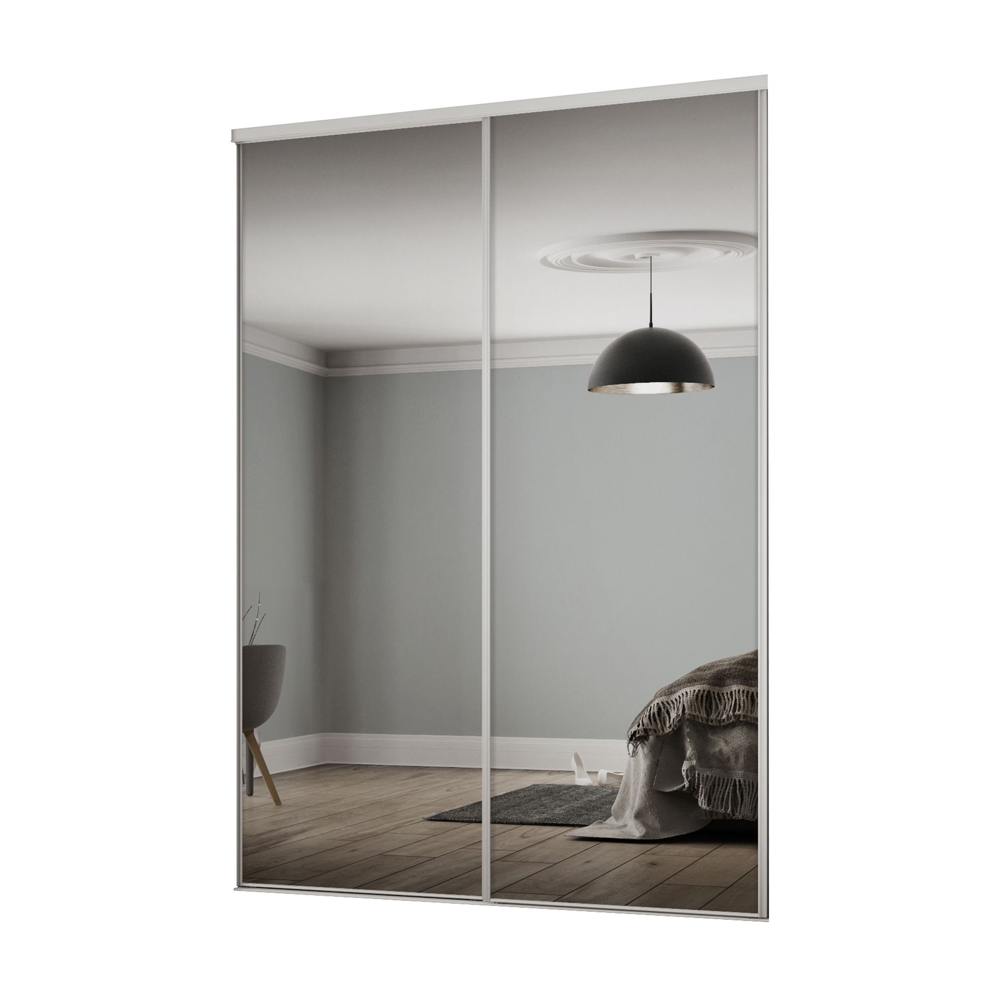 Spacepro Classic Mirrored White 2 Door Sliding Wardrobe Door Kit (H)2260mm (W)1489mm Price Comparisons | Compare The Build