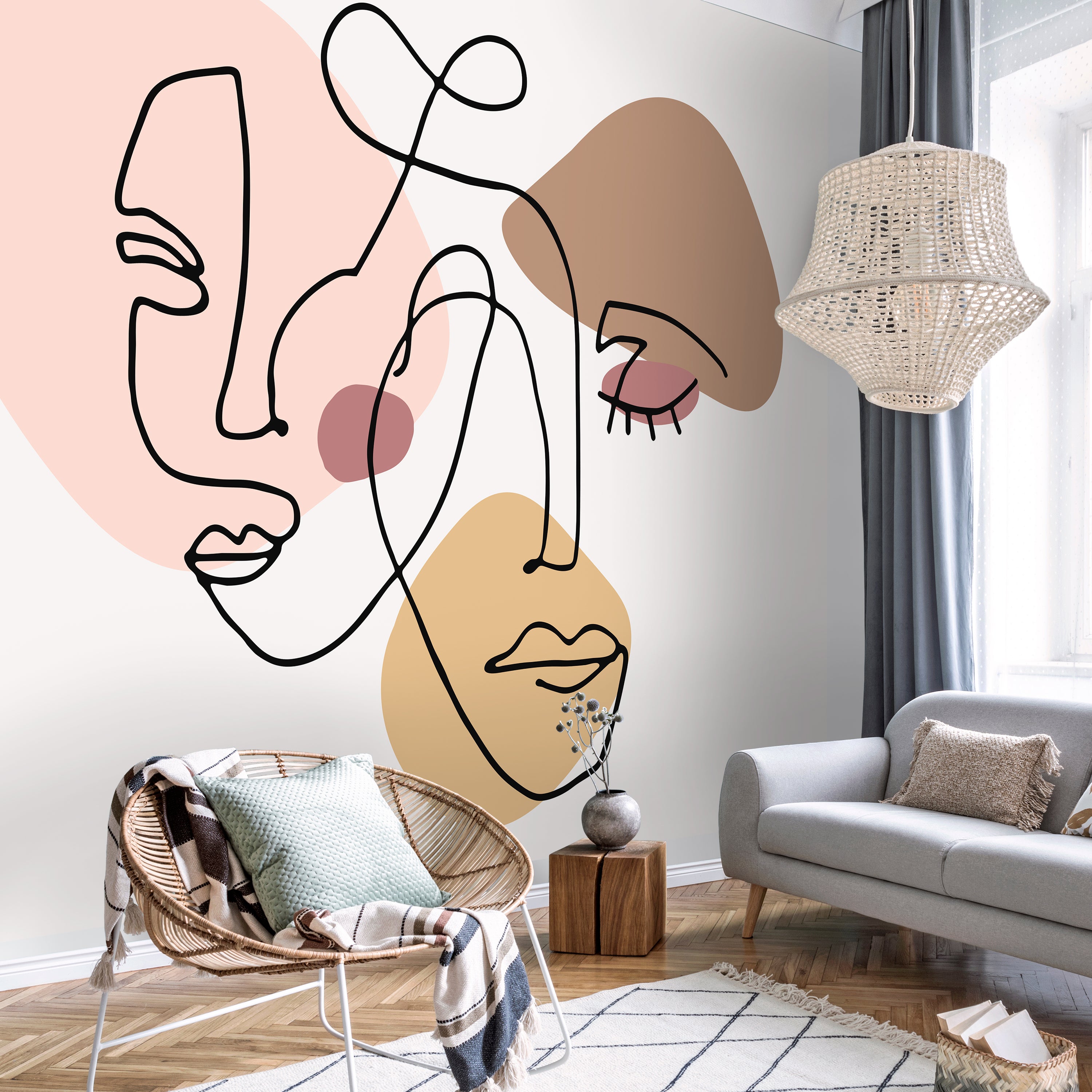 Abstract Faces Mural Pink/Brown/Black Price Comparisons | Compare The Build