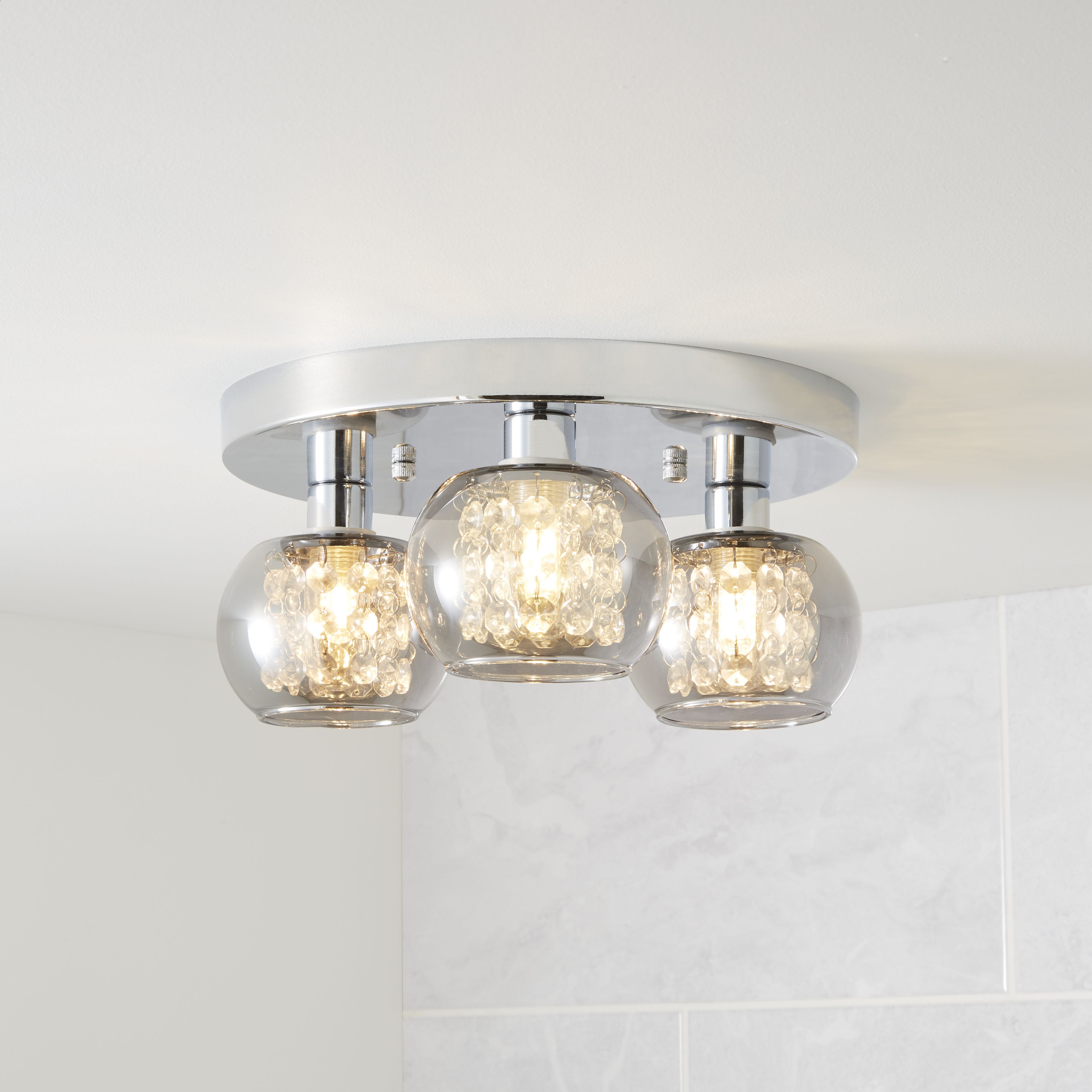 GoodHome Arles Gloss Chrome & Smoked Glass Effect 3 Lamp Ceiling Light Price Comparisons | Compare The Build