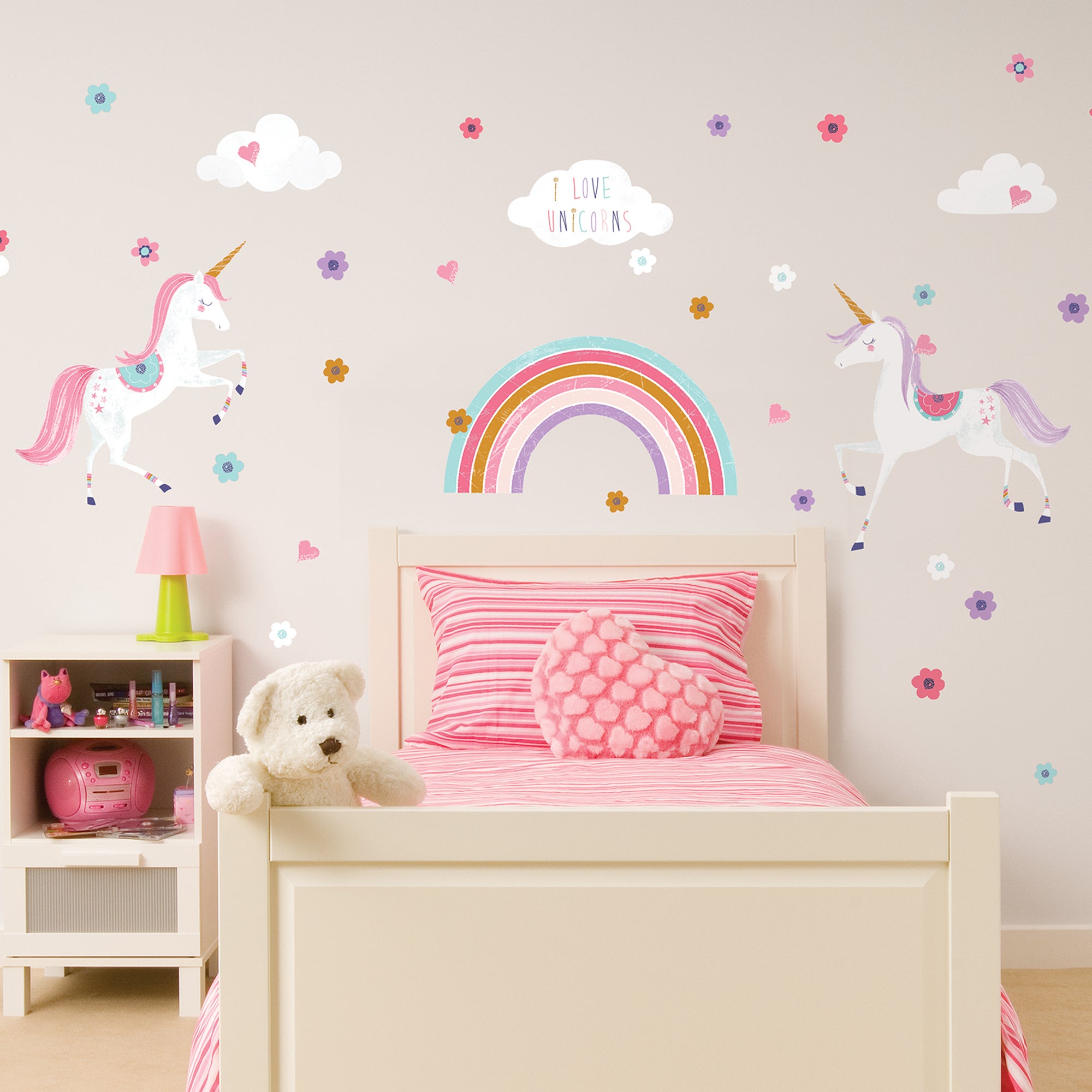 Glitter Unicorn Wall Sticker Pink/White/Blue Price Comparisons | Compare The Build