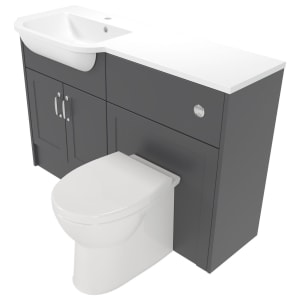 Deccado Padworth Charcoal Grey Left Hand 1200mm Fitted Vanity & Toilet Pan Unit Combination with Left Hand Basin Price Comparisons | Compare The Build