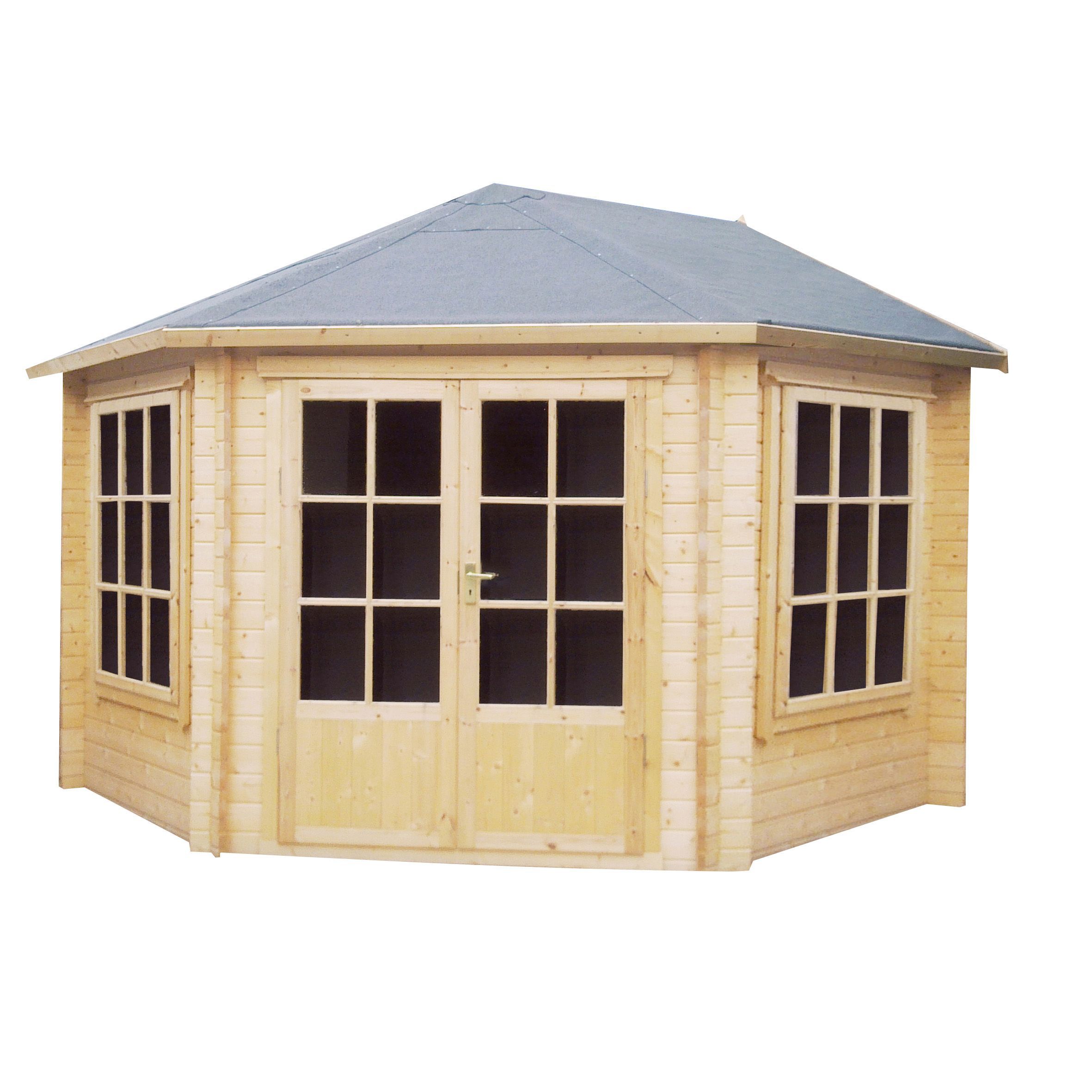 Shire Belvoir 10X10 Toughened Glass Apex Tongue & Groove Wooden Cabin | Compare The Build