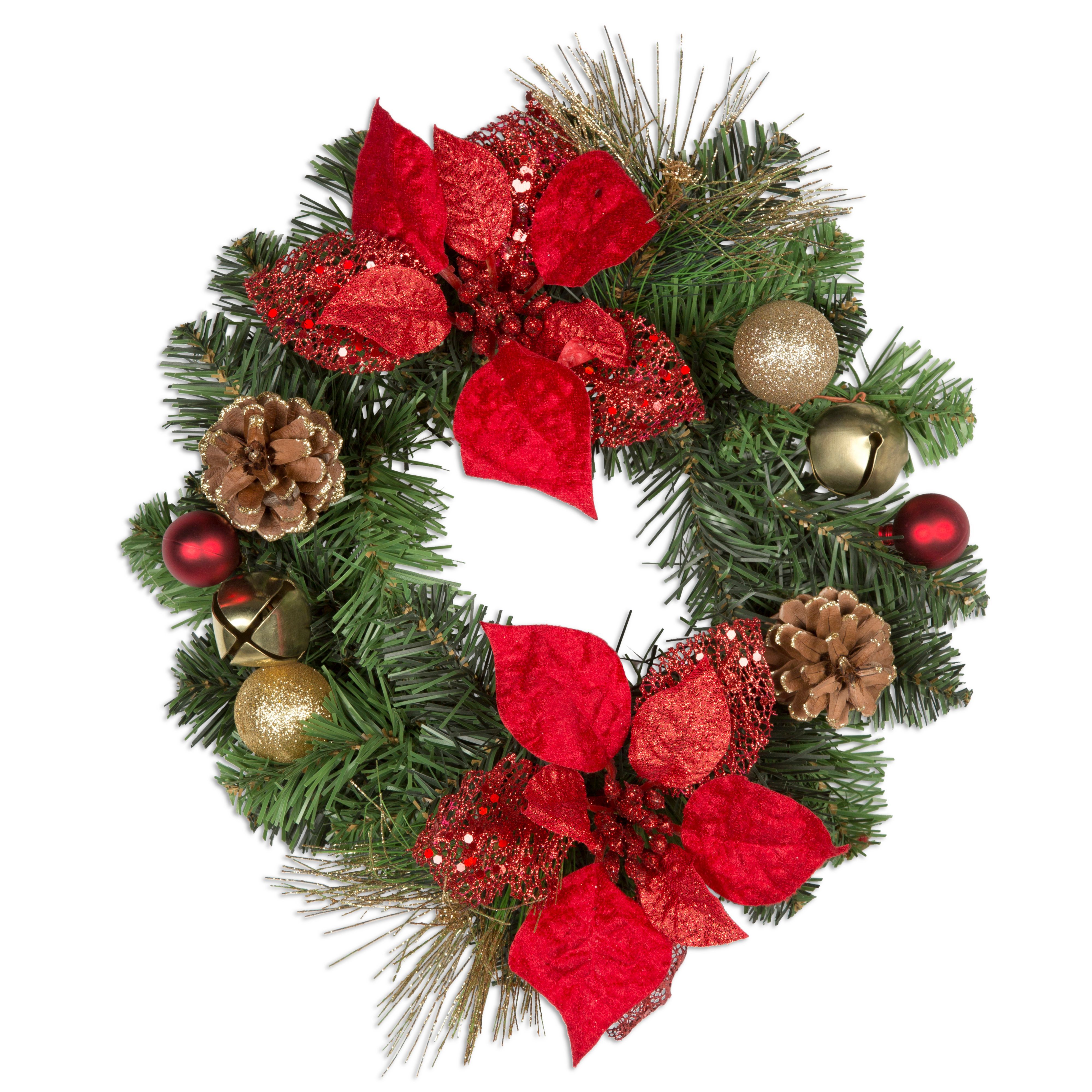 35.56Cm Various Poinsettia & Bauble Wreath Price Comparisons | Compare The Build