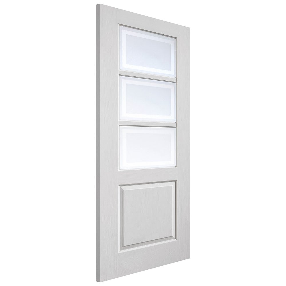 JB Kind Internal White Grained Effect Andorra Primed 1P 3L Etched with Clear Rectangular Pattern Door 1981mm x 762mm x 35mm (78" x 30") Price Comparisons | Compare The Build