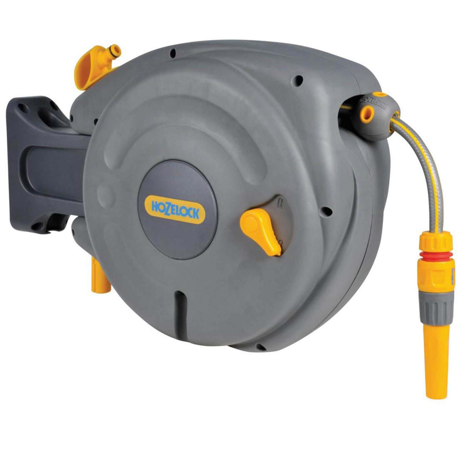 Hozelock Wall Mounted Auto Hose Reel 1/2" / 12.5mm 10m Grey & Yellow Price Comparisons | Compare The Build