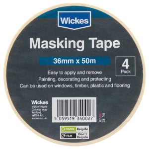 Wickes Multi-Surface Cream Masking Tape - 36mm x 50m - Pack of 4 Price Comparisons | Compare The Build