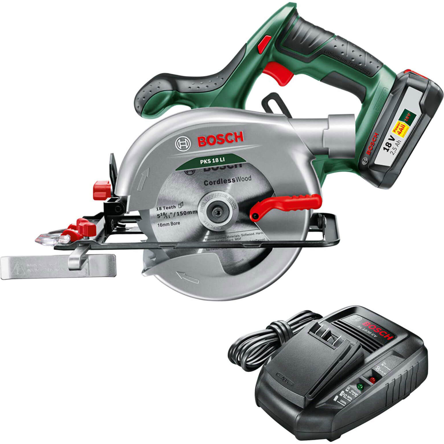 Bosch PKS 18 LI 18v Cordless Circular Saw 150mm 1 x 2.5ah Li-ion Charger No Case Price Comparisons | Compare The Build