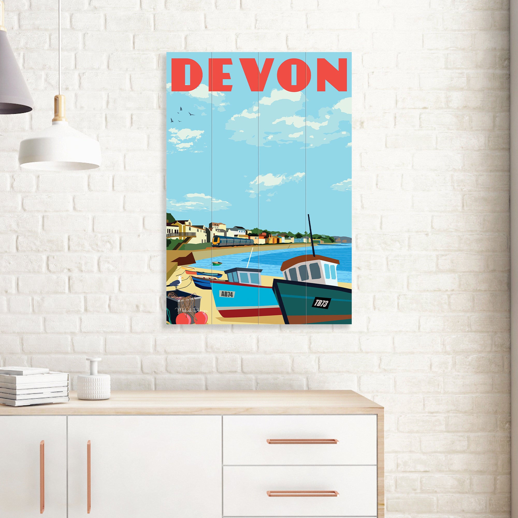 The Art Group Devon Wooden Wall Art Blue/Red Price Comparisons | Compare The Build