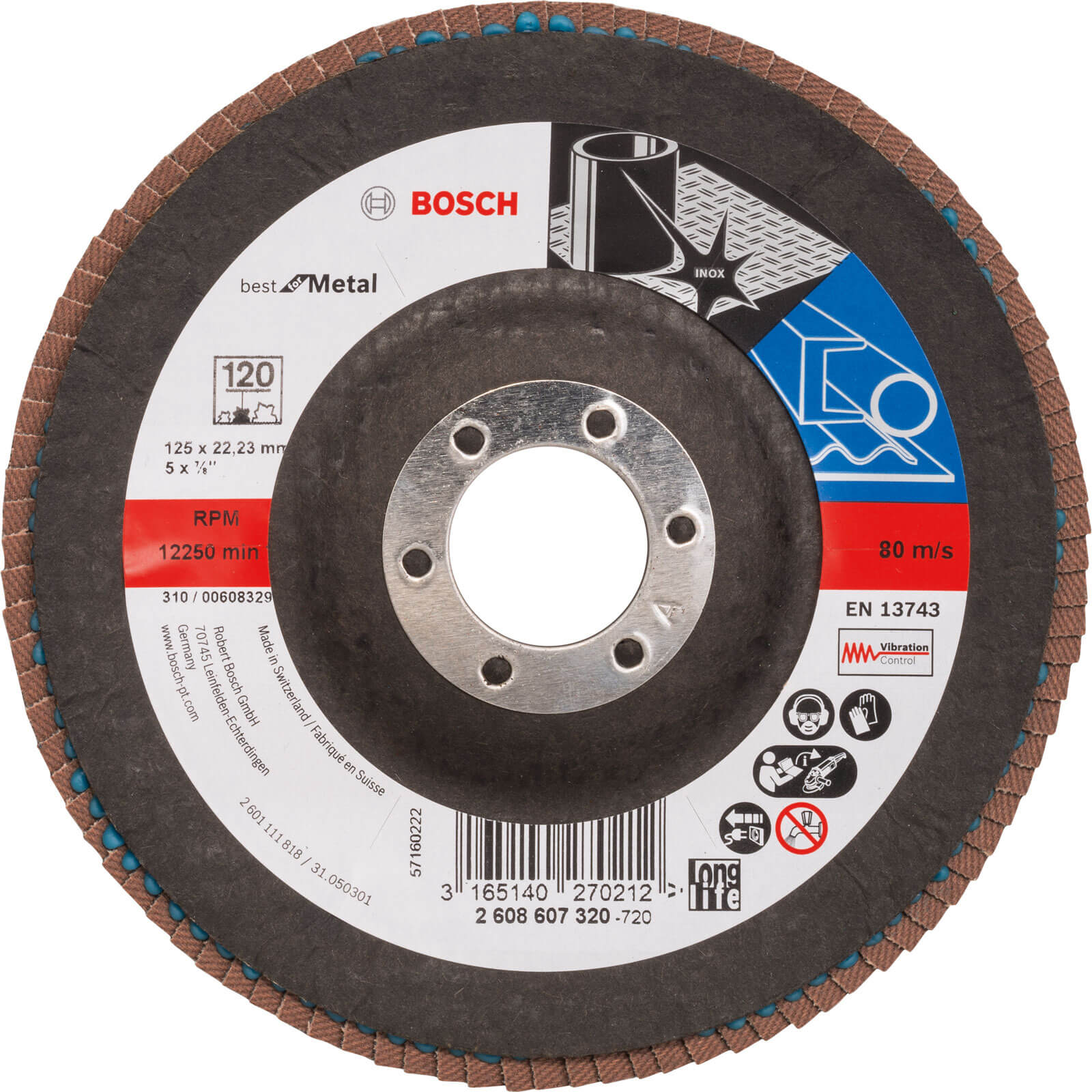 Bosch Zirconium Abrasive Flap Disc 125mm 120g | Compare The Build