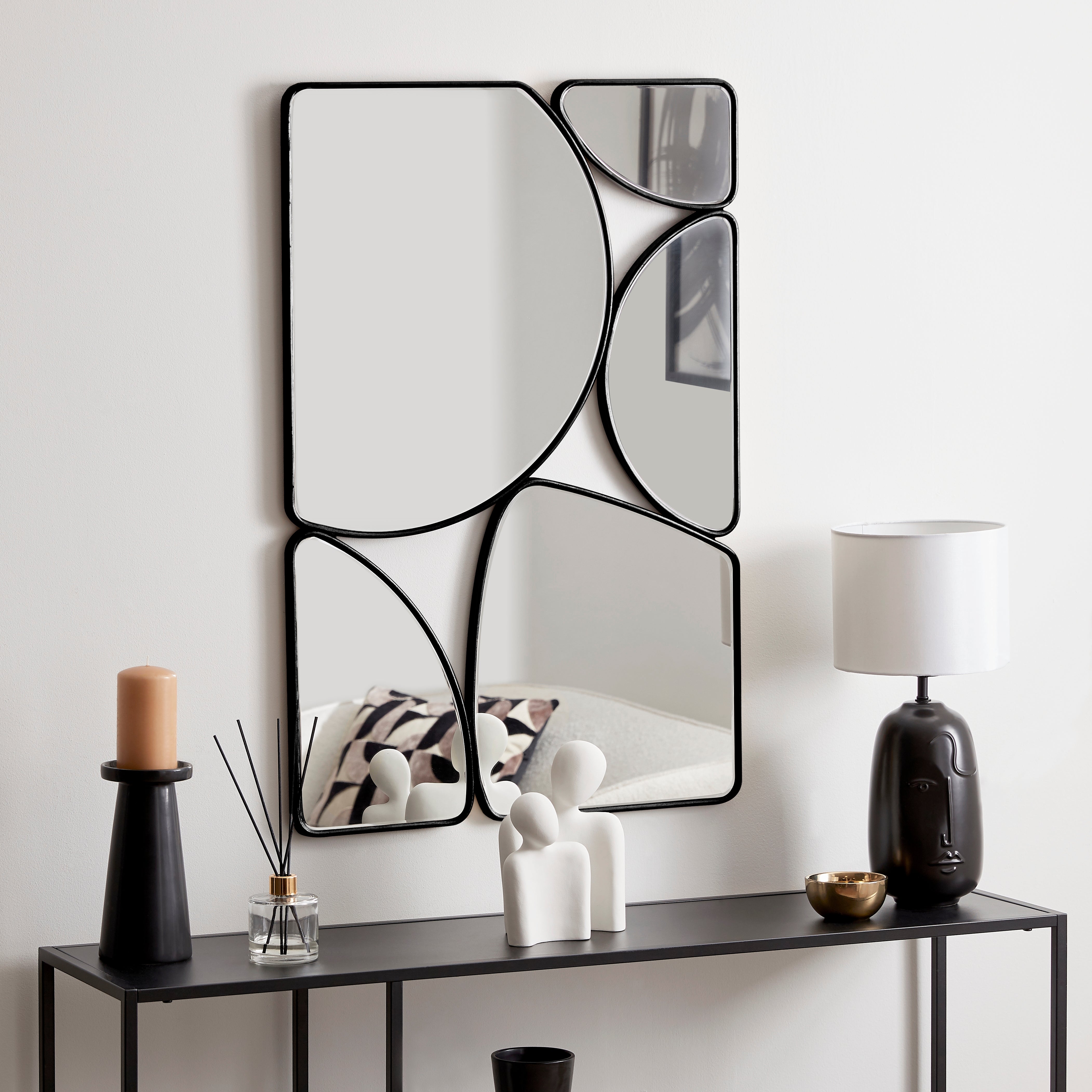 Framed Rectangle Pebble 85x55cm Mirror Black Price Comparisons | Compare The Build