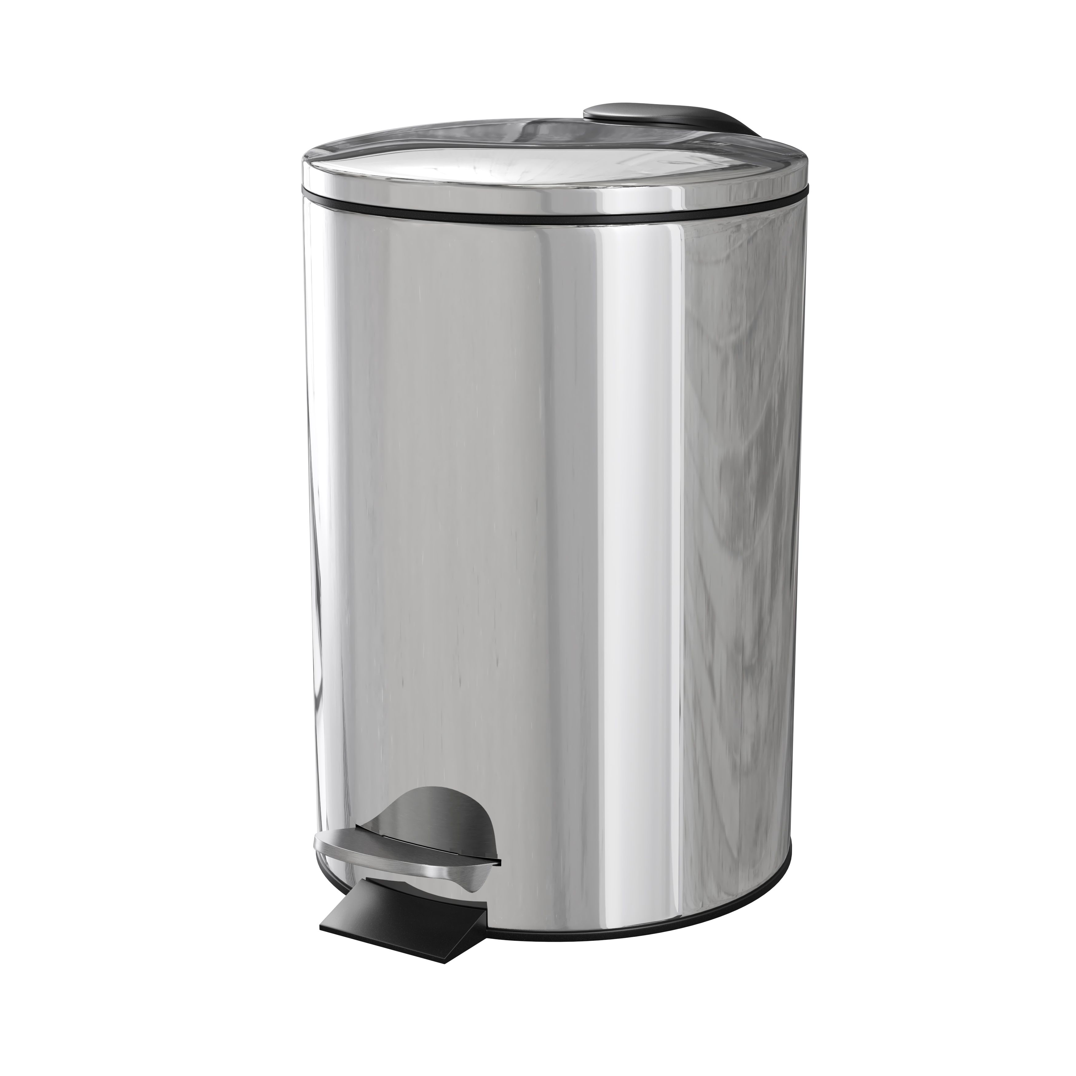 GoodHome Koros Polished Stainless Steel Round Bathroom Pedal Bin, 3L | Compare The Build