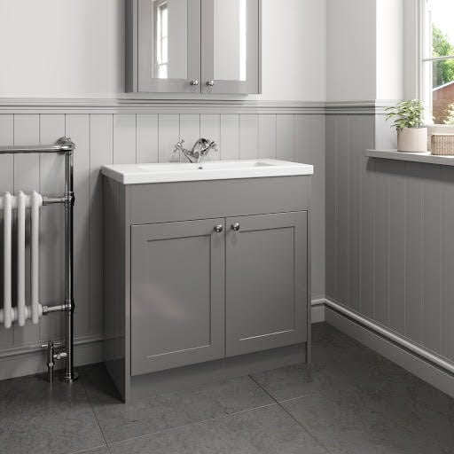 Park Lane Grey Traditional Free Standing Vanity Unit & Basin - 800mm Width Price Comparisons | Compare The Build