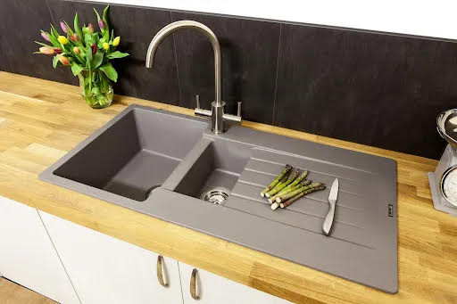 Reginox Harlem15 Pure Silver Grey Granite 1.5 Bowl Kitchen Sink with Genesis Mixer Tap Price Comparisons | Compare The Build