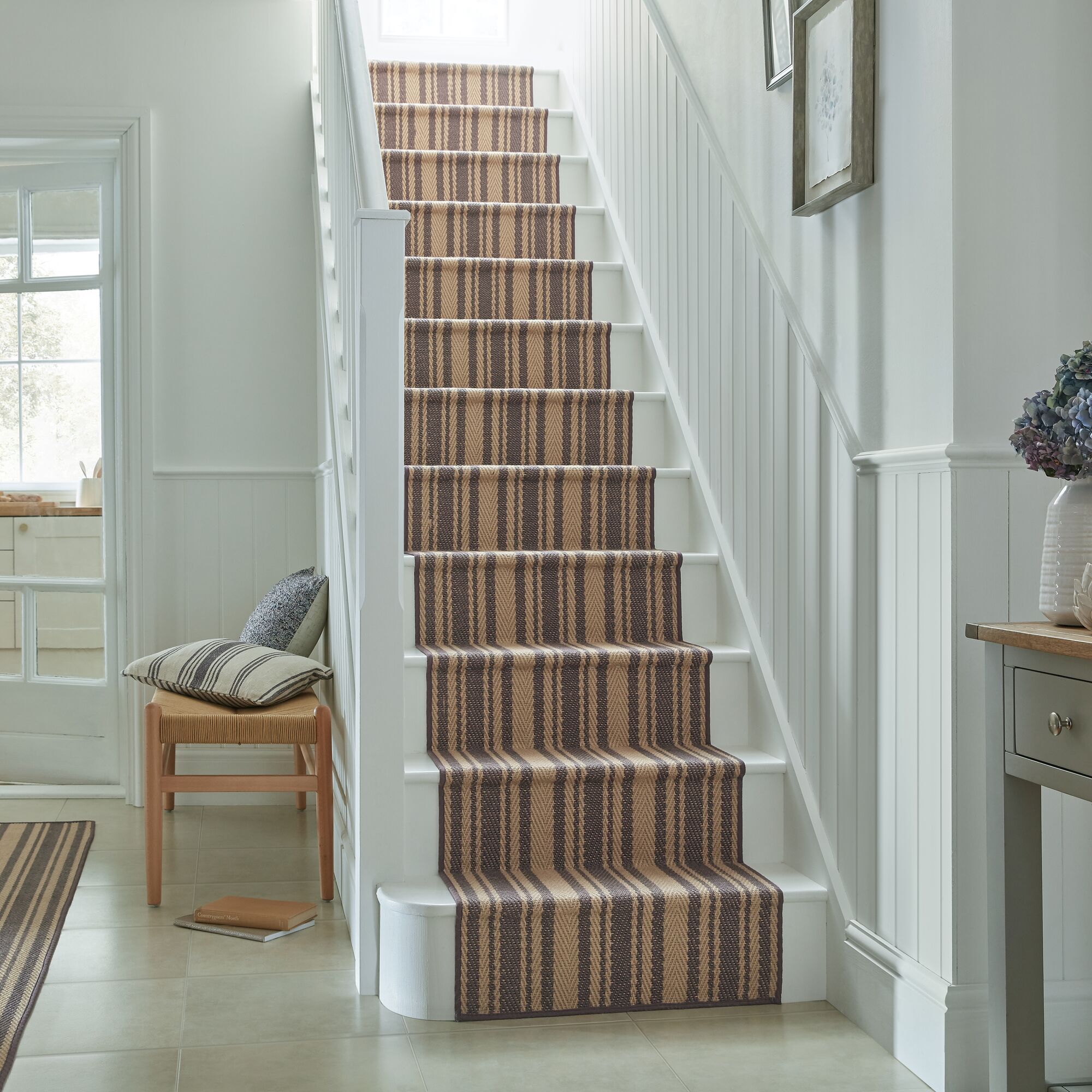 Churchgate Drayton Striped Jute Stair Runner Purple/Brown | Compare The Build