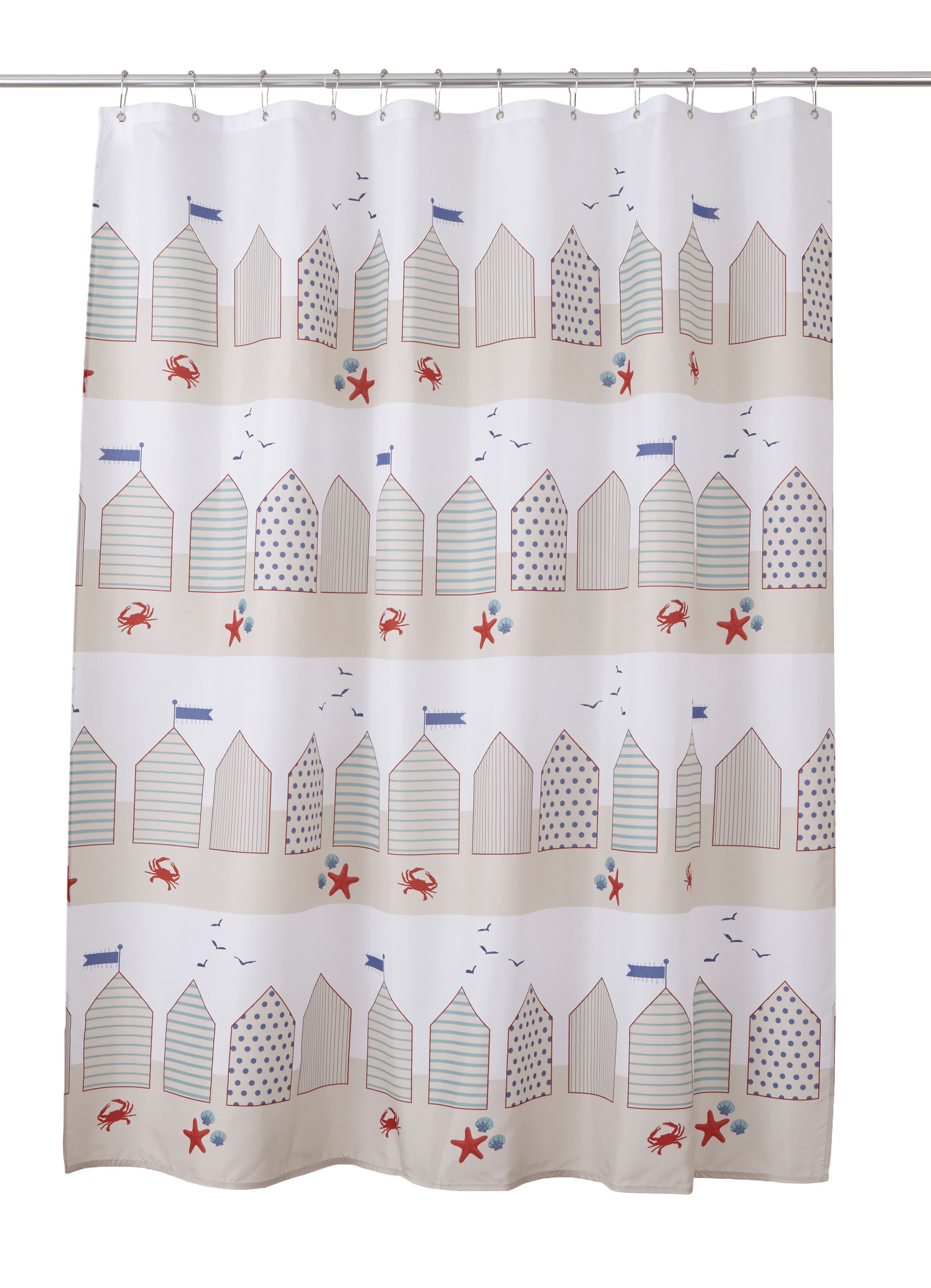 Cooke & Lewis Lago Multicolour Beach Hut Shower Curtain (L)1800mm Price Comparisons | Compare The Build