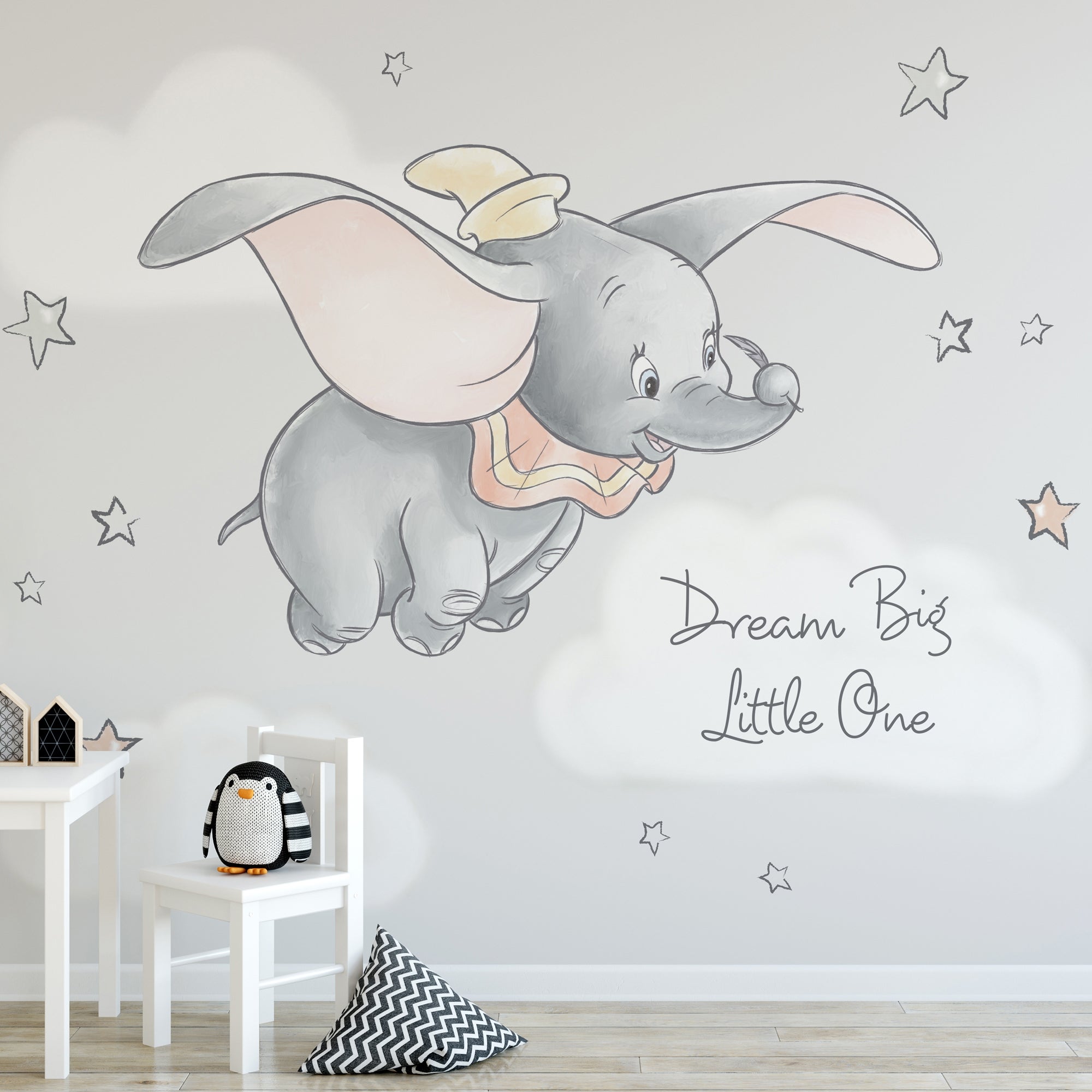 Disney Dumbo Wall Mural Grey/Yellow/White Price Comparisons | Compare The Build