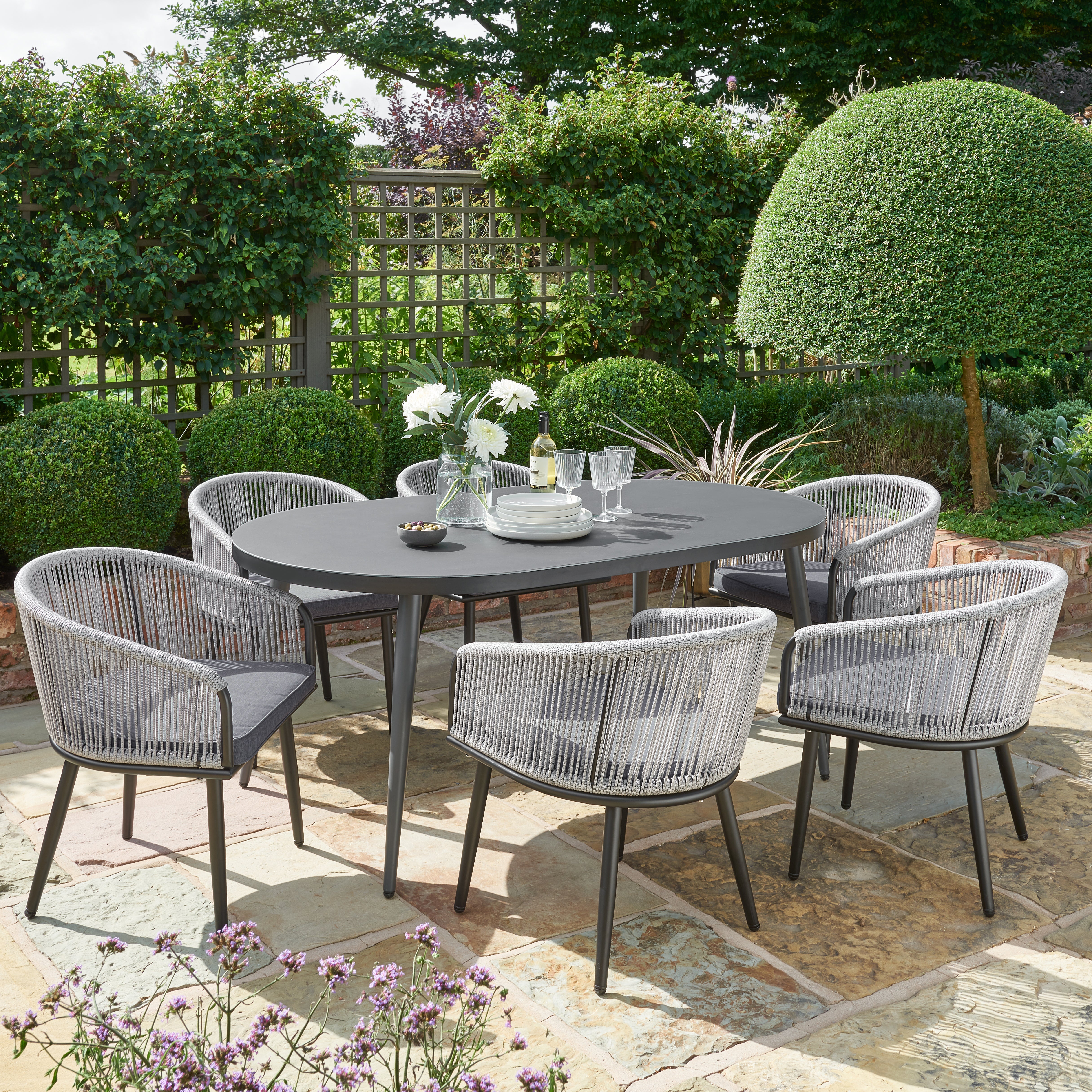 Crescent 6 Seater Dining Set Grey Price Comparisons | Compare The Build