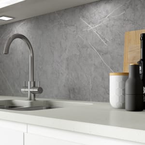 AluSplash Grey Marble Satin Splashback - 600 x 800 x 4mm Price Comparisons | Compare The Build