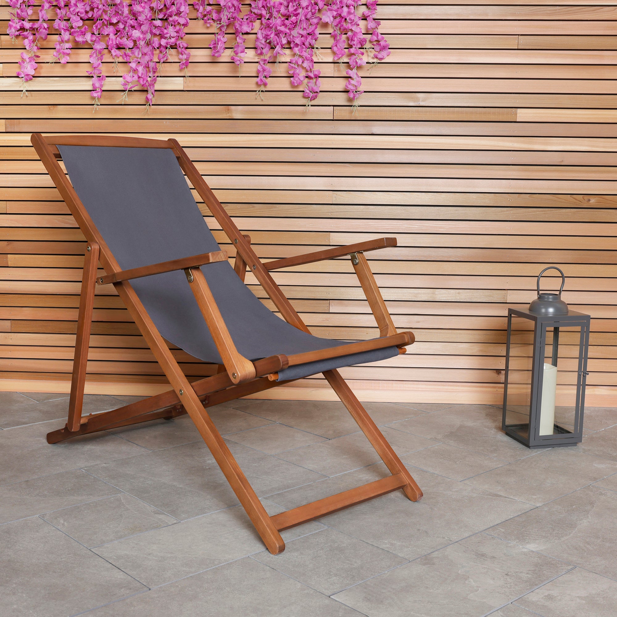 Eucalyptus Grey Wooden Deck Chair Grey | Compare The Build