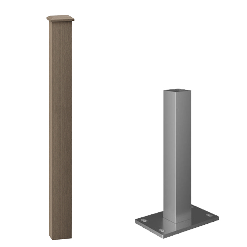 Composite Balustrade Surface Mount Newel andamp; Cap Kit - 1150mm Walnut | Compare The Build