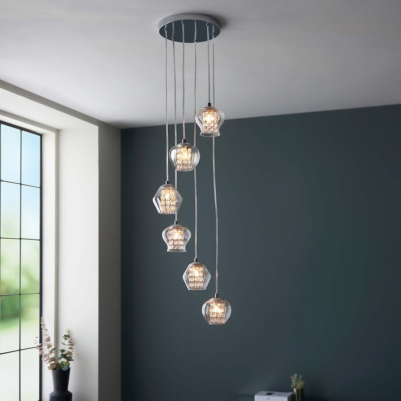 Clashmore Cluster Pendant Ceiling Light - Chrome Effect Price Comparisons | Compare The Build