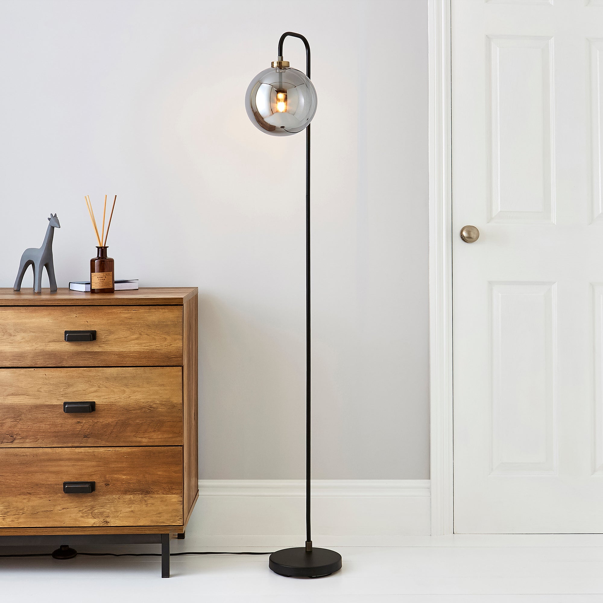 Tanner Black and Glass Floor Lamp Black Price Comparisons | Compare The Build