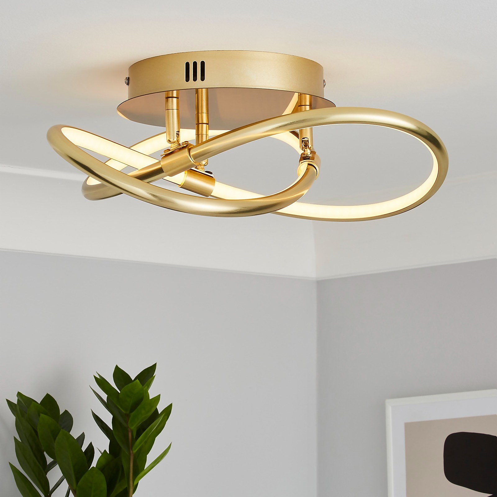 Bailey LED Spiral Flush Ceiling Light - Brass | Compare The Build