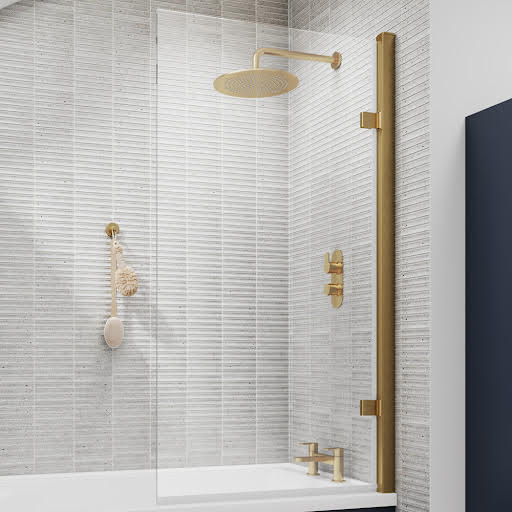 Diamond Square Bath Shower Screen - Brushed Brass 8mm Price Comparisons | Compare The Build