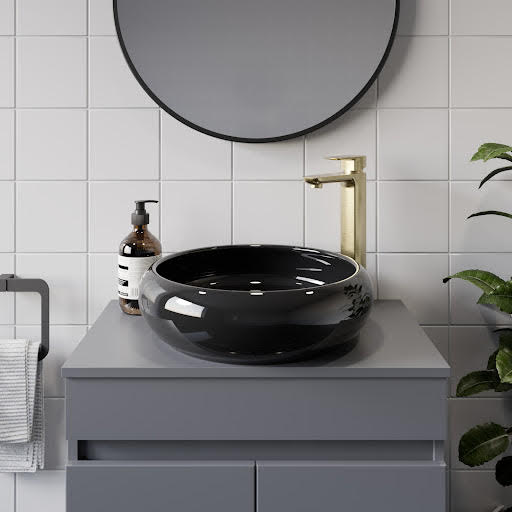 Affine Round Countertop Basin Gloss Black - 420 x 420mm Price Comparisons | Compare The Build