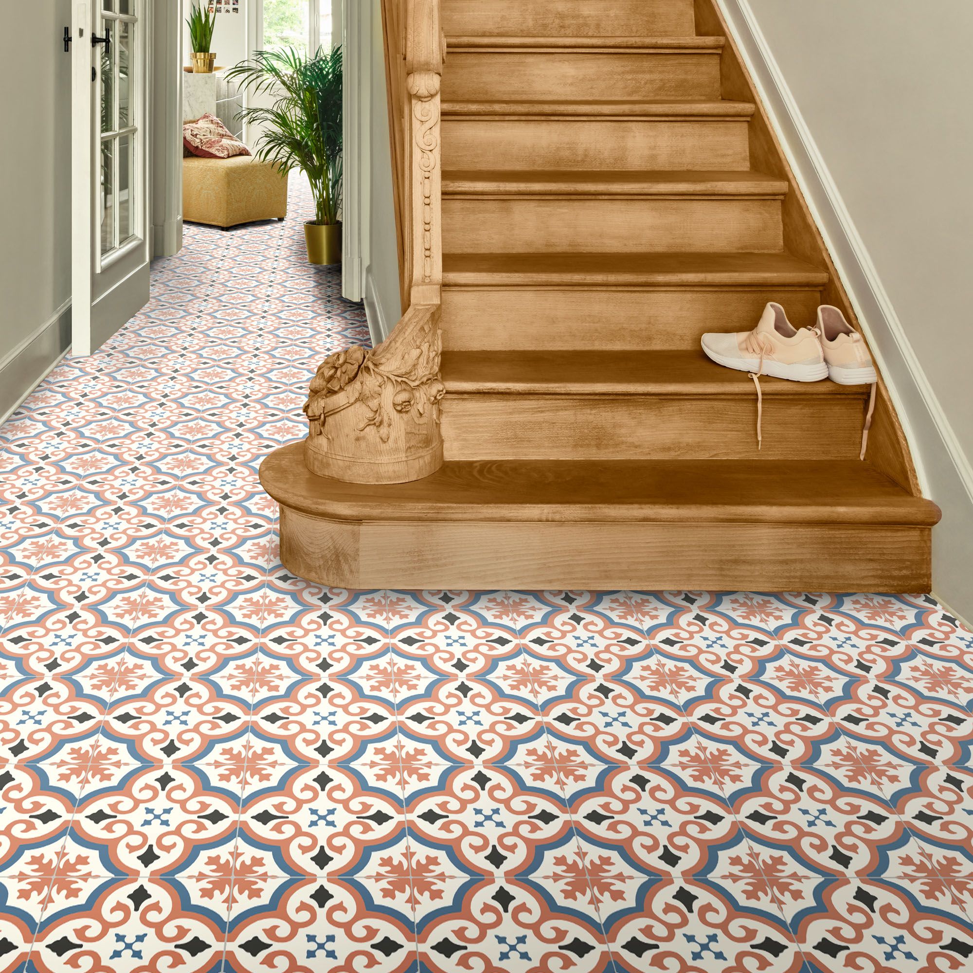 Colours Vinyl Rolls Orange, Light Blue & Grey Mosaic Tile Effect Vinyl Flooring, 4M² Price Comparisons | Compare The Build