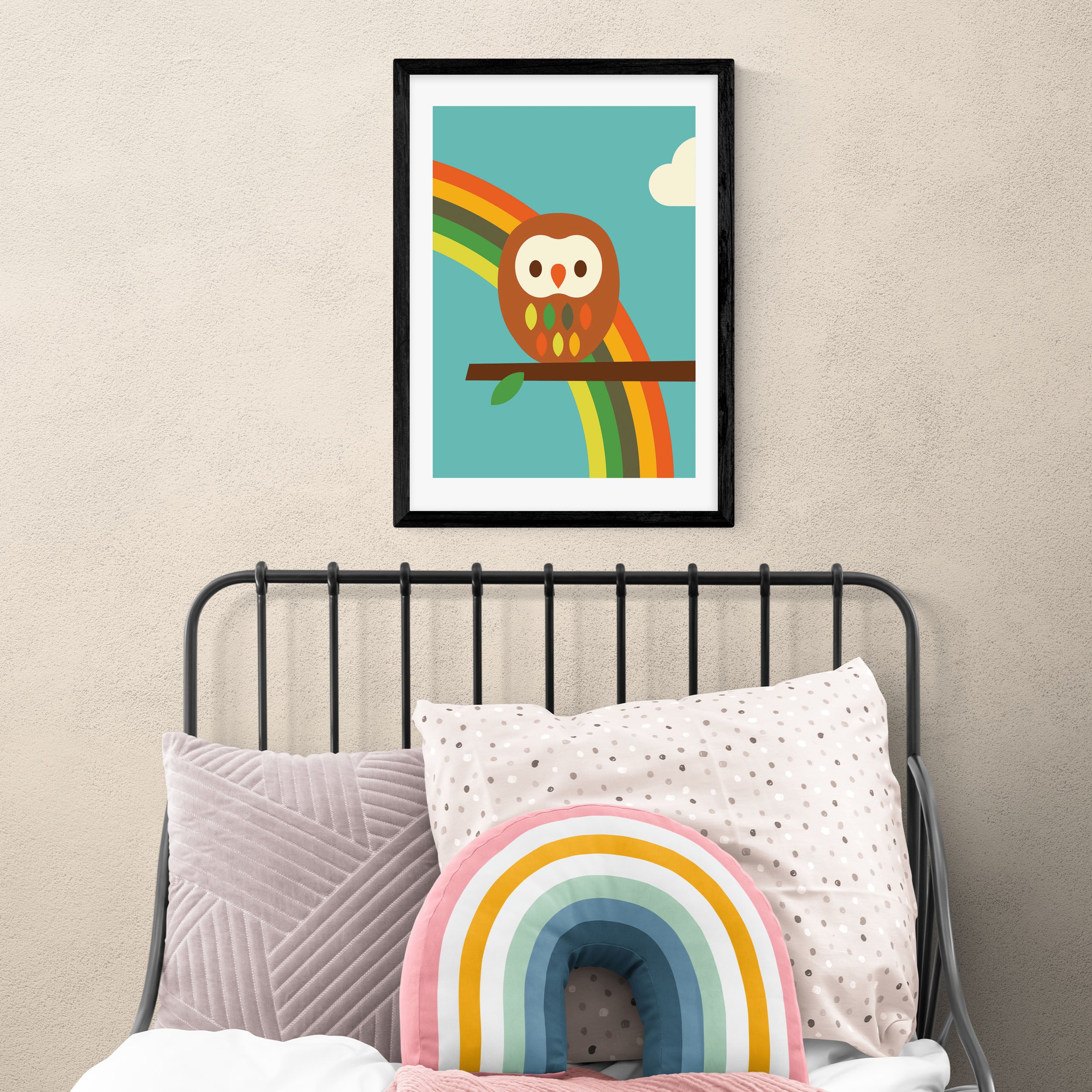 East End Prints Owl and Rainbow Print Brown/White Price Comparisons | Compare The Build