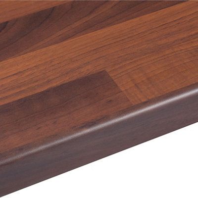 38mm Butcher's Block Walnut Effect Laminate Round Edge Kitchen Worktop, (L)3600mm | Compare The Build