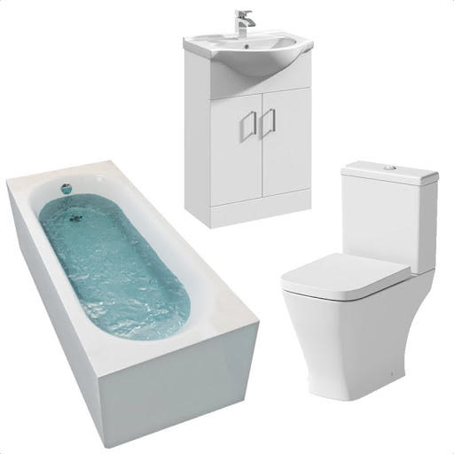 Marseille Bathroom Suite with Single Ended Curved Bath & Essence Vanity Unit - 1700mm Price Comparisons | Compare The Build