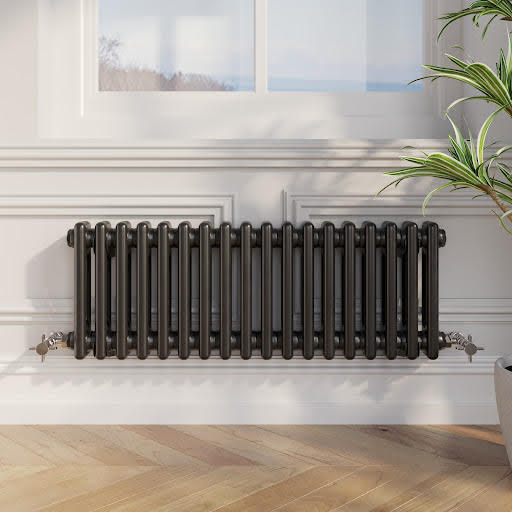 Park Lane Traditional Colosseum Double Bar Column Radiator Black - 300 x 830mm Price Comparisons | Compare The Build