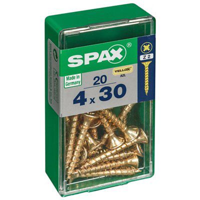 Spax Pz Flat Countersunk Steel Screw (Dia)4mm (L)30mm, Pack Of 20 Price Comparisons | Compare The Build