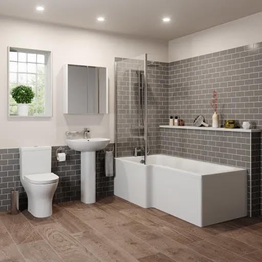 Arles Bathroom Suite with L Shape Bath & Screen - Left Hand 1600mm Price Comparisons | Compare The Build