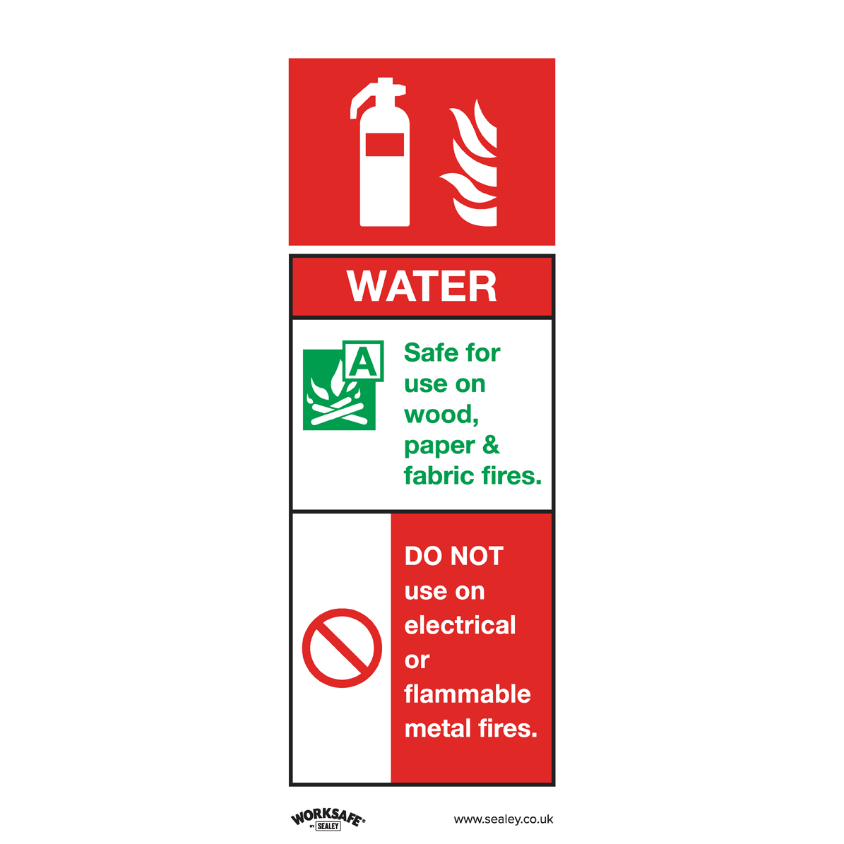 Sealey Rigid Plastic Water Fire Extinguisher Sign 75mm 210mm Standard Price Comparisons | Compare The Build