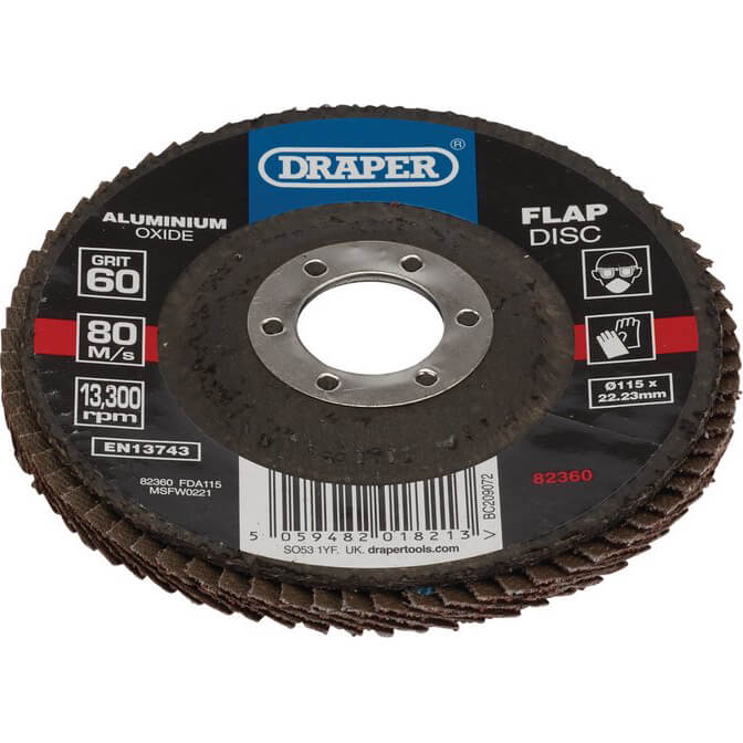 Draper Aluminium Oxide Flap Discs 115mm 60g Pack of 1 Price Comparisons | Compare The Build