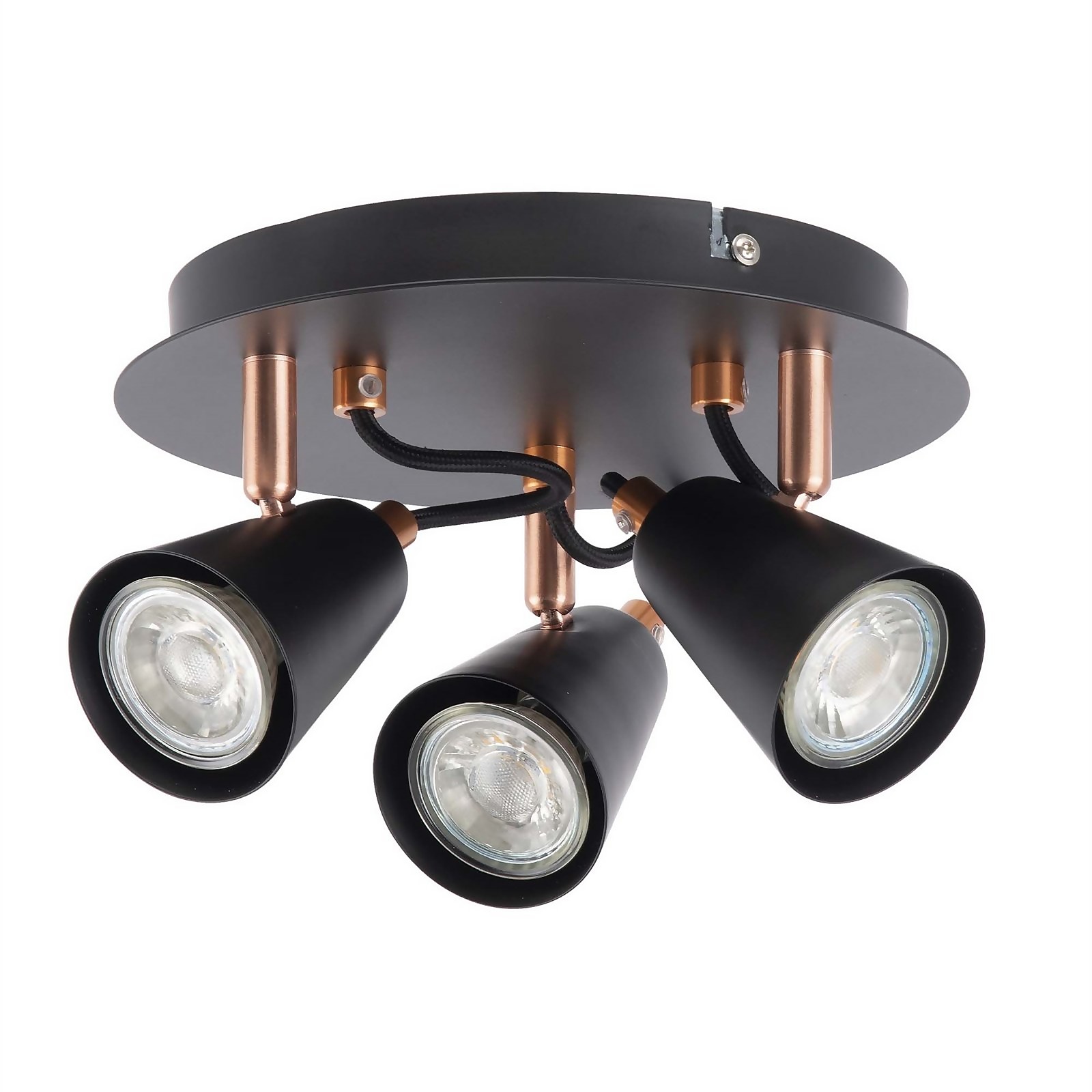 Emma 3 Lamp Spotlight Plate, Black/Copper Price Comparisons | Compare The Build