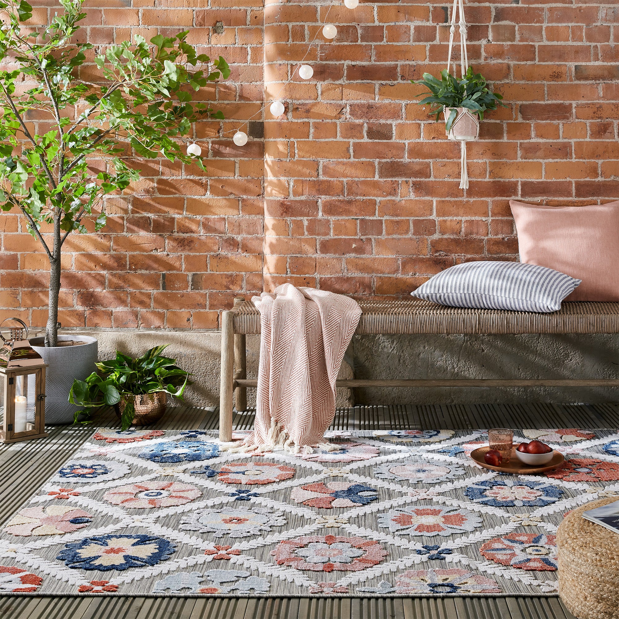 Flora Floral Indoor Outdoor Rug Grey | Compare The Build