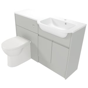 Deccado Clifton Whisper Grey Right Hand 1200mm Fitted Vanity & Toilet Pan Unit Combination with Right Hand Basin Price Comparisons | Compare The Build