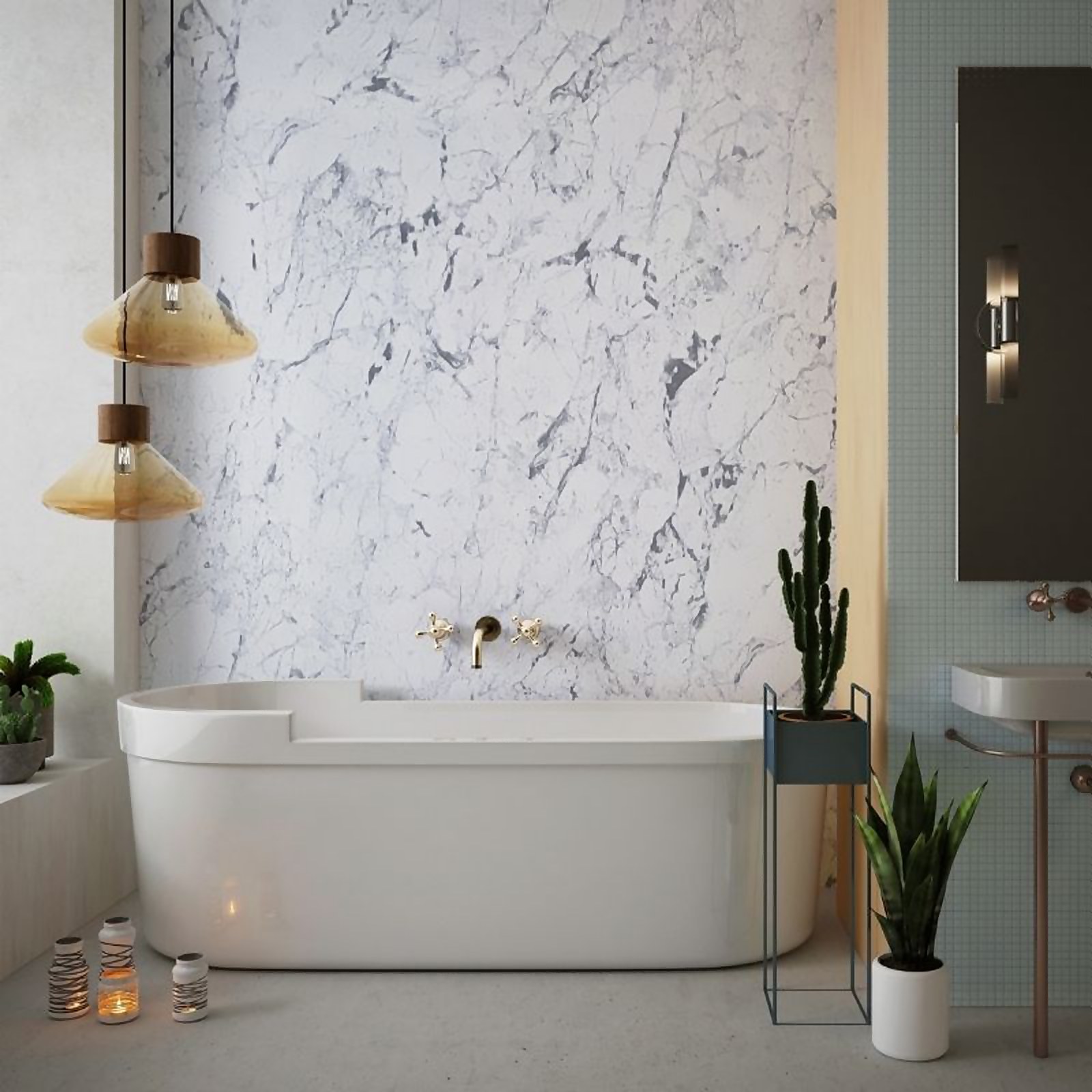 Panel Company Large White Marble Shower Panel | Compare The Build