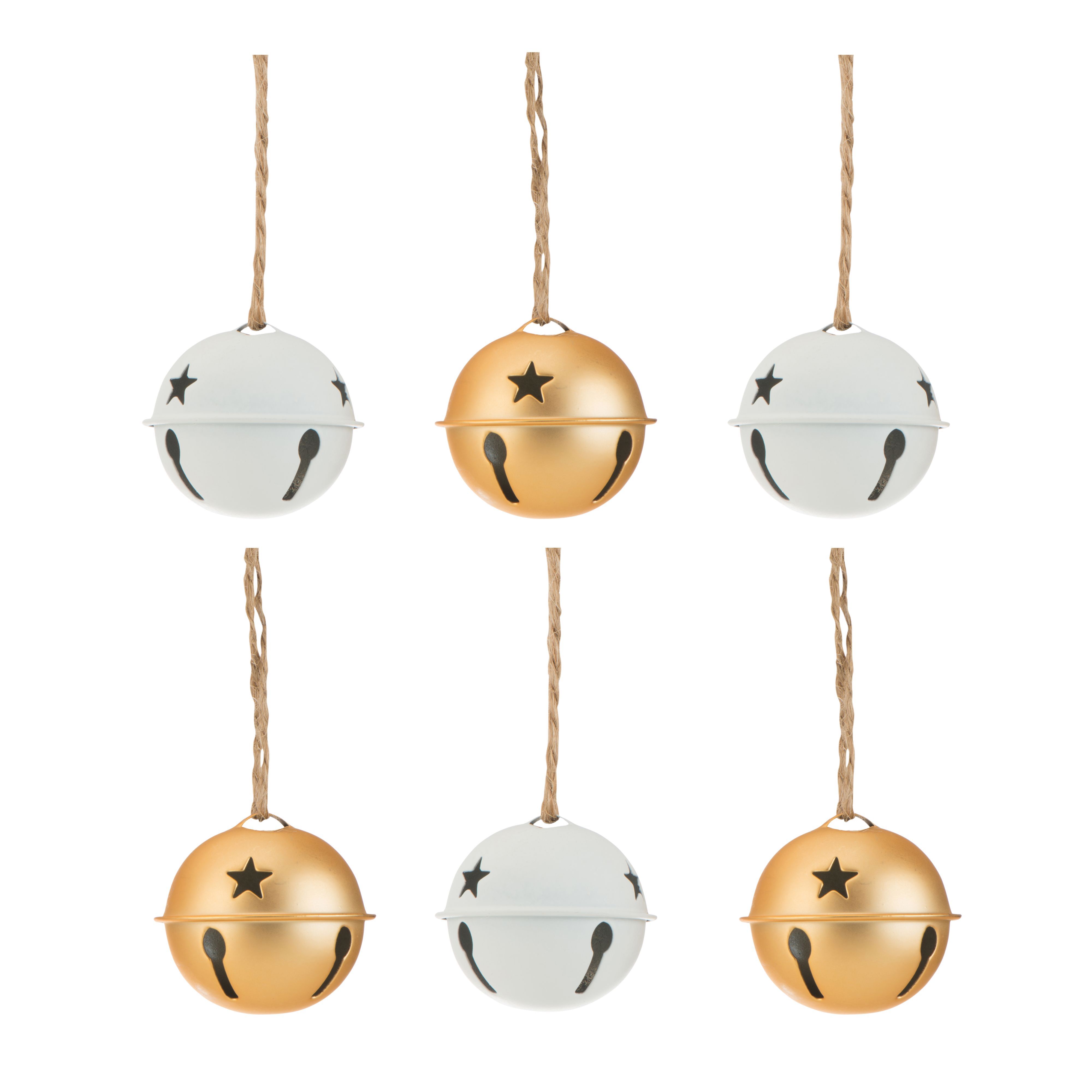 Matt White & Gold Bell Tree Decoration, Pack Of 6 Price Comparisons | Compare The Build